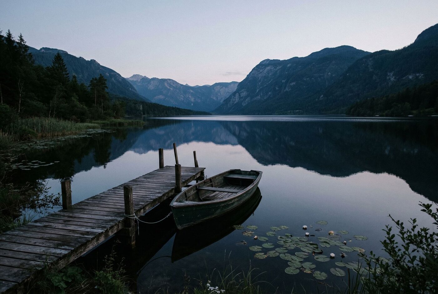 Stiller See in der Dämmerung